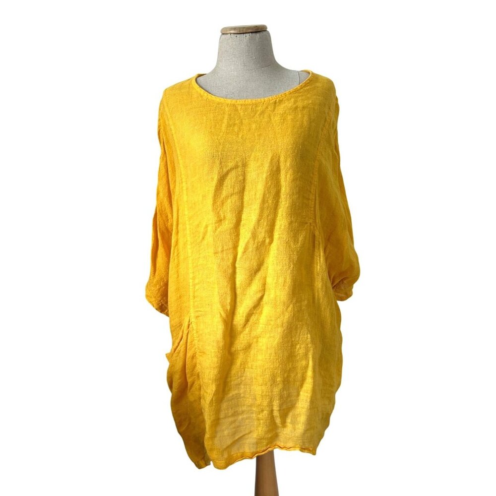 Haris Cotton Women's One Size Linen Oversized Tunic Casual Top With Pocket